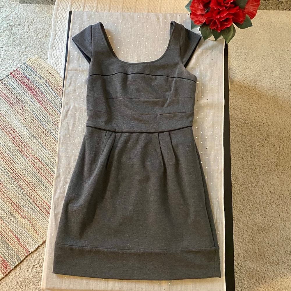 Women’s BCBGMaxazria Grey Capped Sleeve Sweater Dress Size 4